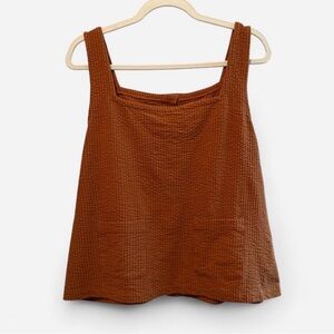 Madewell Knit Seersucker Patch Pocket Tank in Warm Coffee (XL)